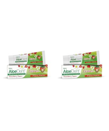 Aloe Dent Children's Aloe Vera Toothpaste Fluoride Free Natural Action Vegan Cruelty Free SLS Free Strawberry Flavour Healthy Gums 50 ml (Pack of 2) 50 ml (Pack of 2) Kids' Toothpaste