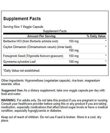 Swanson Berberine Complex with Cinnamon Gymnema & Fenugreek - 2 Pack Herbal Supplement (90 Veggie Capsules) - Buy Online on GoSupps.com