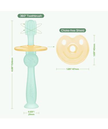 Haakaa Baby Toothbrush - 360 Food Grade Silicone Baby Toothbrush for 6M+ with Shield & Base Design (Blue) - International Shipping Available - Buy Online on GoSupps.com