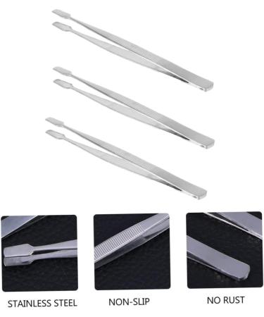Shop Housoutil 3-Part Stainless Steel Tweezers Set - Professional Eyelash Tools for Extensions Makeup & Coin Stamping - 11cm Silver - Buy Online on GoSupps.com