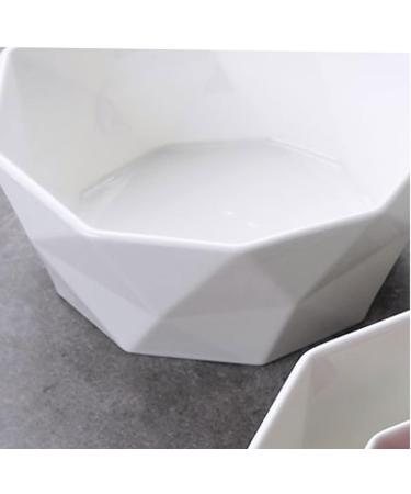 FURLOU Bowl White Rhombus Ceramic Bowl Fruit Salad Bowl Home Dessert Pastry Plate Cooking Dishes Tableware Kitchen Utensils Porcelain Bowls - Buy Online on GoSupps.com