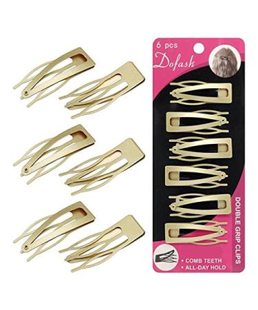 Dofash Double Grip Hair Clips Hair Barrettes Snap hair clips metal hair grips accessories(Gold 6pcs)