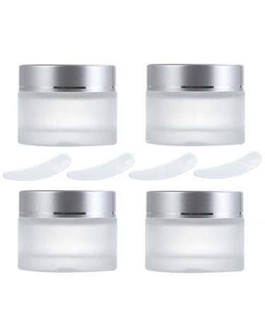 Creme can 50ml 4 pieces of cream can empty matt glass Glass bar with silver lid container glass container cremes for cosmetics creams lotions essential oils powder practical for travel and at home - Buy Online on GoSupps.com