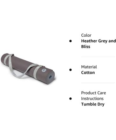 Manduka Yoga Mat Carrier - Eco-Friendly Cotton, Hands-Free Design, Heather Grey, Fits All Mat Sizes 68x1.5 - Bliss for Convenient Yoga Commutes - Buy Online on GoSupps.com
