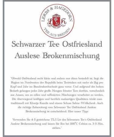  Lerbs & Hagedorn Lerbs & Hagedorn East Frisian black tea broken mix | Kr fftig Herrlich Malzig 1 kg (about 81 liters) black tea - Buy Online on GoSupps.com