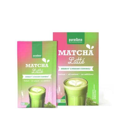 Purasana Instant Matcha Latte 6 sticks Th matcha & moringa bio latte cr meux faible en sucre sans gluten