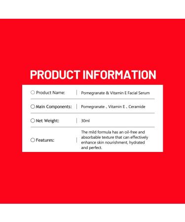 DISAAR BEAUTY Pomegranate Vitamin E Facial Serum Anti-Aging Essence Revitalizing Face Skin Repair Refines Pores 30ml / 1.01fl.oz - Buy Online on GoSupps.com