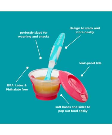 Vital Baby NOURISH Store & Wean Pots - Leakproof Storage Pots for Weaning & Snacks - 6pk 2oz / 60ml - Buy Online on GoSupps.com