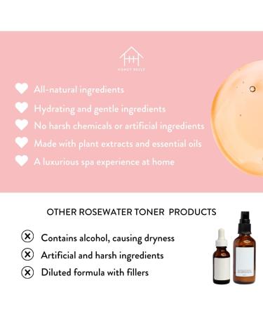 Honey Belle Flora Rosewater Facial Toner - Cleanse, Tighten, Tones & Rejuvenate - Alcohol-Free Refreshing Rose Toner - Stimulates Tissue-Regeneration to Help Prevent Wrinkles and Premature Aging - Buy Online on GoSupps.com