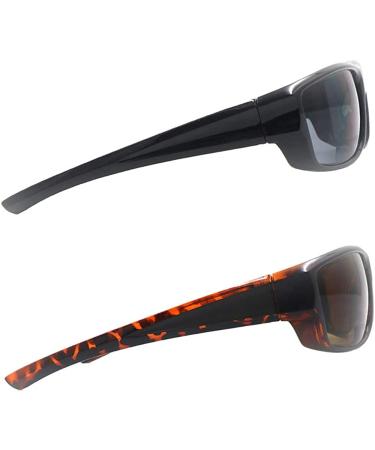 HYKaada Bifocal Reading Sunglasses 2 Pairs - Men and Women - Nearly Invisible Line - UV Protection - Sun Readers - Black/Tortoise - 2.5x - Buy Online on GoSupps.com