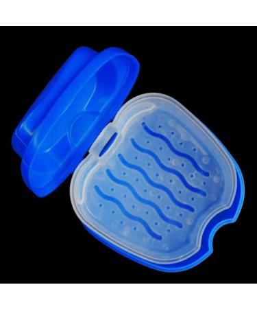Denture Box Case Riforla Dental False Teeth Storage Container with Hanging Net, Dark Blue - Buy Online on GoSupps.com