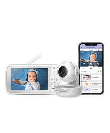 Hubble Connect 5" Smart Baby Monitor with Camera and Audio, NightVision Smart Baby Camera Monitor Pan Tilt Zoom 2Way Talk & Room Temp Sensor, 1000ft Range, WiFi Baby Monitor with Smartphone App 1-Camera