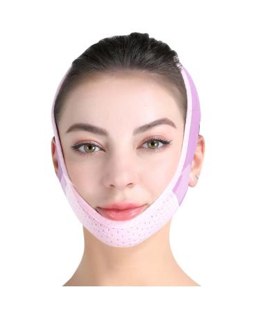 Double Chin Reducer | V Line Lifting Mask & Chin Strap for Women - Face Slimming Solution (Purple - Buy Online on GoSupps.com