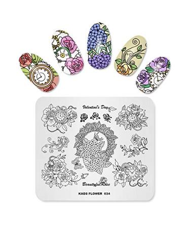 Nail Stamping Flower Model Bell Printing Model Image Plate Stamper Nail Art Decoration DIY Printing Manicure Design FL034