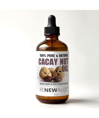 Renewalize 100% Pure Virgin Cacay Face Oil 4 fl oz Cold Pressed & Unrefined Brazilian Nut Oil Natural Retinol Alternative for Anti-Aging Radiant Skin and Hair Repair
