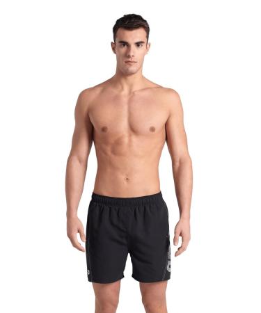 ARENA Men's Fundamentals Logo Boxer R Swim Trunks (1 Pack) L Black-white