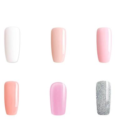 BLUESKY Gel Polish French Manicure Set Pink White Silver Nude Glitter (Requires Curing Under Uv/Led Lamp) 10 ml