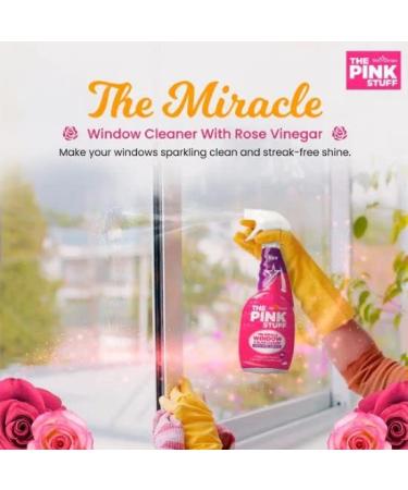 The Pink Stuff Miracle Window and Glass Cleaner Spray with Rose Vinegar 850ml + for You: 1x Cleaning Wipe & Organza Small Bag - Buy Online on GoSupps.com