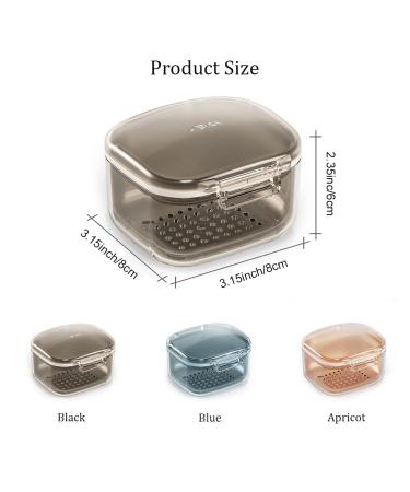 Denture & Retainer Case with Strainer Basket - Cute Storage & Cleaning Container for Travel - Apricot - Buy Online on GoSupps.com