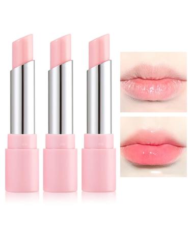 3Pcs Color Changing Lipstick Set  All-Day Moisturizing Lip Care Pink Nude Tinted Lip Balm Tube for Girls Women Make Up Gift Set