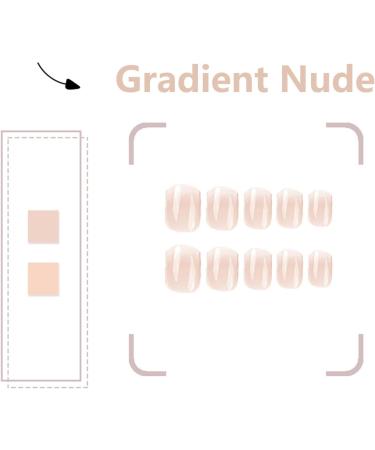 24Pcs Square Press On Nails Set with Glue & DIY Tools - Nude Pink Gradient False Nails Tips for Women & Girls - Full Cover Fake Nails Art - Buy Online on GoSupps.com