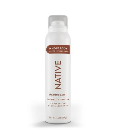 Native Whole Body Deodorant Spray Contains Naturally Derived Ingredients Deodorant for Women & Men | 72 Hour Odor Protection Aluminum Free with Coconut Oil and Shea Butter | Coconut & Vanilla - Buy Online on GoSupps.com