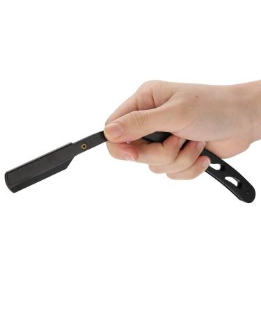 Premium All Black Stainless Steel Barber Razor Holder - Manual Beard Knife Holder for Men - Ideal for Barbershops - Buy Online on GoSupps.com