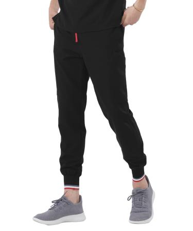 Mediclo Men's Medical Scrub Pants - Kodiak Jogger 10 Pockets Eco Friendly Sustainable FYSEL Fabric Tapered Leg Workwear Medium Black