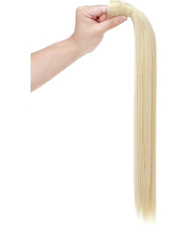 Ponytail Extension Wrap Around Long Straight Curly Clip in Ponytail Hair Extensions for Women Brown Black Blonde Hairpiece 23"-Straight Bleach Blonde - Buy Online on GoSupps.com