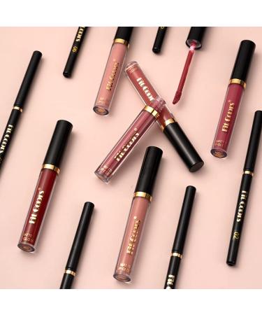 Velvety Nude & Dark Red Matte Lip Liner and Glaze Set - Long Lasting & Waterproof Makeup Gift for Women - Buy Online on GoSupps.com