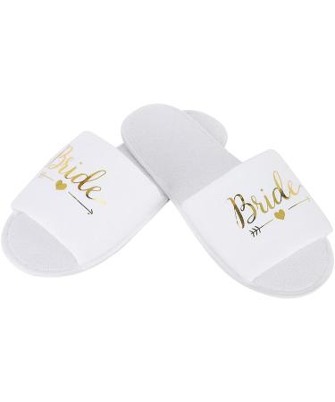 Tissting 5 Pair Bride Bridesmaid Slippers Cotton Letters Print Disposable Slippers Soft Non Slip for Hotel Wedding Party Photography Props(bride) bride White - Buy Online on GoSupps.com