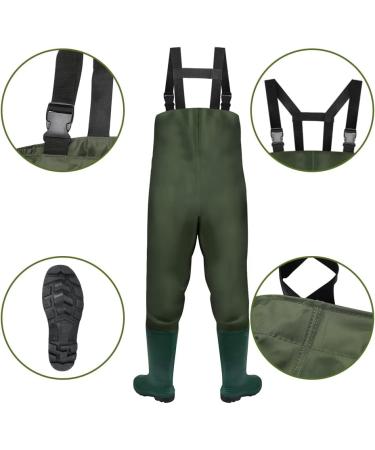 Jiubiaz 70D Nylon Composite PVC Fishing Pants with Non-Slip Rubber Boots - Durable Flood & Construction Pants for Ponds Farms & Gardens - Size 44/45XL Green - Buy Online on GoSupps.com