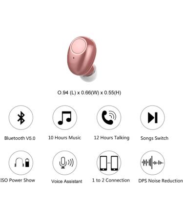 NVAHVA Single Bluetooth Earpiece - 10 Hrs Playtime Mini Wireless Headphone in Pink (Rose Gold) - Hands-Free Car Earphone for iOS Android Smart Phones - Buy Online on GoSupps.com