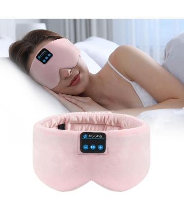 Sleep Headphones Bluetooth Eye Mask Soft Wireless Bluetooth Headband Sleeping Mask with Ultra-thin Headset Music Travel Adjustable Eye Cover for Women Men Side Sleepers (Pink)