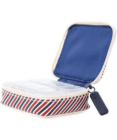 Miamica Women's Pill Case - Red Ivory & Blue Travel Stamp Print Pill Organizer Box - Best Travel Pill Box for International Shipping - Buy Online on GoSupps.com