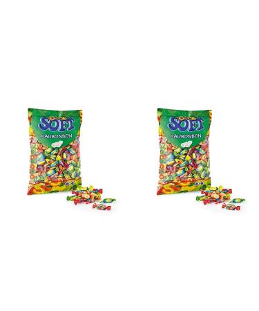 Cool Soft Chewing Candy | vegan and gluten-free | in a bag pack of 2 (1 x 1 kg) 1 kg (pack of 2)
