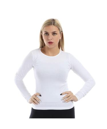 Cottonil Women's Top with Tight Sleeves and Tights of Cotton and Lycra - Cotton L White