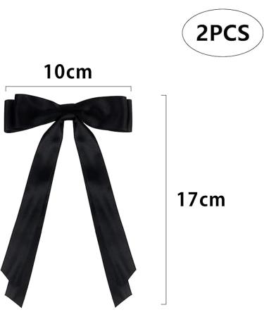 Sweet satin double layered bow long ribbon princess spring clip long ribbon girl hair accessory. - Buy Online on GoSupps.com