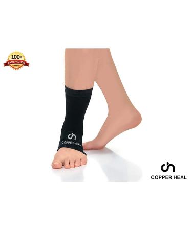 COPPER HEAL Ankle Compression Sleeve (Pair) | Copper Infused Socks for Arch Support Foot Swelling Achilles Tendon Pain Relief & Plantar Fasciitis - Best for Sports Injuries (Size L - Buy Online on GoSupps.com