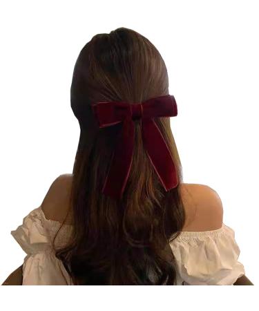 JIHUOO 2 Pieces Velvet Hair Bow Clips Bow Hair Clips Hair Accessories Bow for Women Girls Red