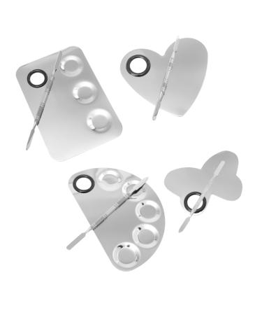 4 Sets Palette Set Manicure Accessories Manicure Color Mixing Tool Nail Color Mixing Palettes Manicure Tool Manicure Plate Stainless Steel Makeup Palettes Makeup Palettes Spatulas