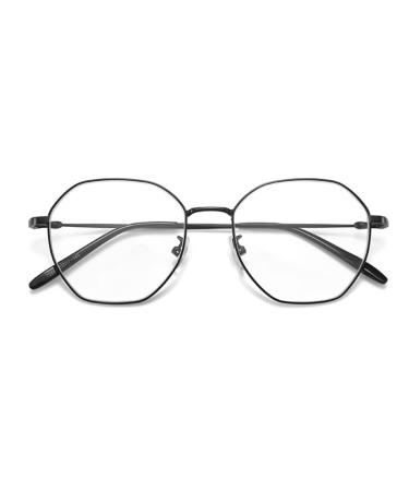 Gharaz anti-blue lighting glasses made of metal for men women polygonal fashion presbyopia glasses (color: black size: 2.0+) 2.0+ black