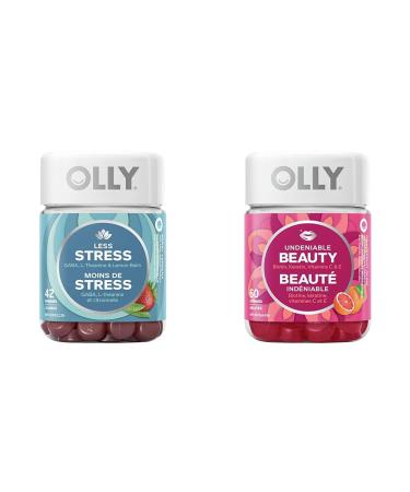 OLLY Less Stress + Undeniable Beauty Gummy Supplement Bundle Grapefruit Supplement + Gummy Supplement