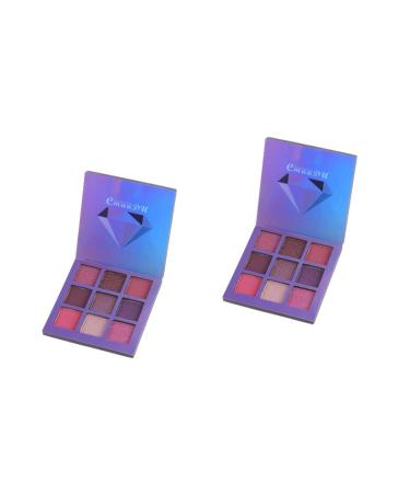 Healvian 2pcs 9 Makeup Palette Eyeshadow Women Eye Shadow Metallic Eye Shadow Palettes Purple