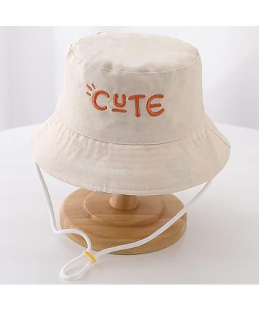 XYIYI Kids Bucket Hat | Adjustable Sun Hats for Boys Girls 4-8 Years | Breathable Beach Hat | Cute Beige & Graffiti Letters - Buy Online on GoSupps.com