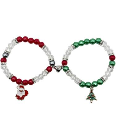 Vsilay Lianxue Christmas Bead Bracelets - Matching Magnetic Heart Pair for Men & Women | Festive Santa Claus Jewelry - Buy Online on GoSupps.com
