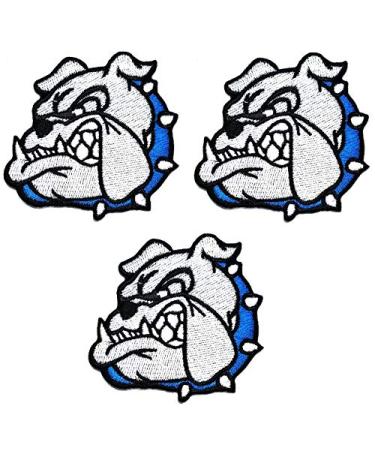 Umama Patch Set of 3 Gray Dog Cute Pet Animal Pitbull Bulldog Cartoon Sticker Fabric Puppy Iron On Embroidered Patches Appliques Machine Embroidery Needle Craft Projects Boys Girls Kids DIY