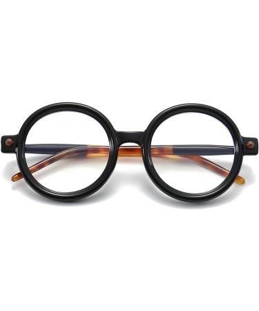 NIDOVIX Round Blue Light Glasses for Men & Women - Retro Circle Frame Non-Prescription Eyeglasses - Stylish Computer Glasses in Black/Tortoise - 48mm - Buy Online on GoSupps.com