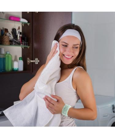 Spa Headband Wrist Washband Set Girls Coral Fleece Skincare Headbands Soft Facial Headband Wrist Sweatband Washing Face Band for Women Girls Makeup Bath green - Buy Online on GoSupps.com