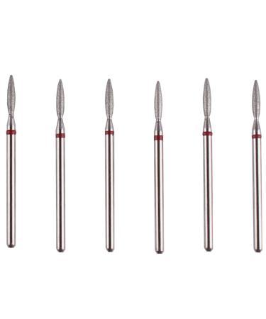 MZCMSL Flame Cuticle Drill Bit Set with Case, 6pcs Pro Diamond Nail Bits for Nail Salon Manicure Slim Flame